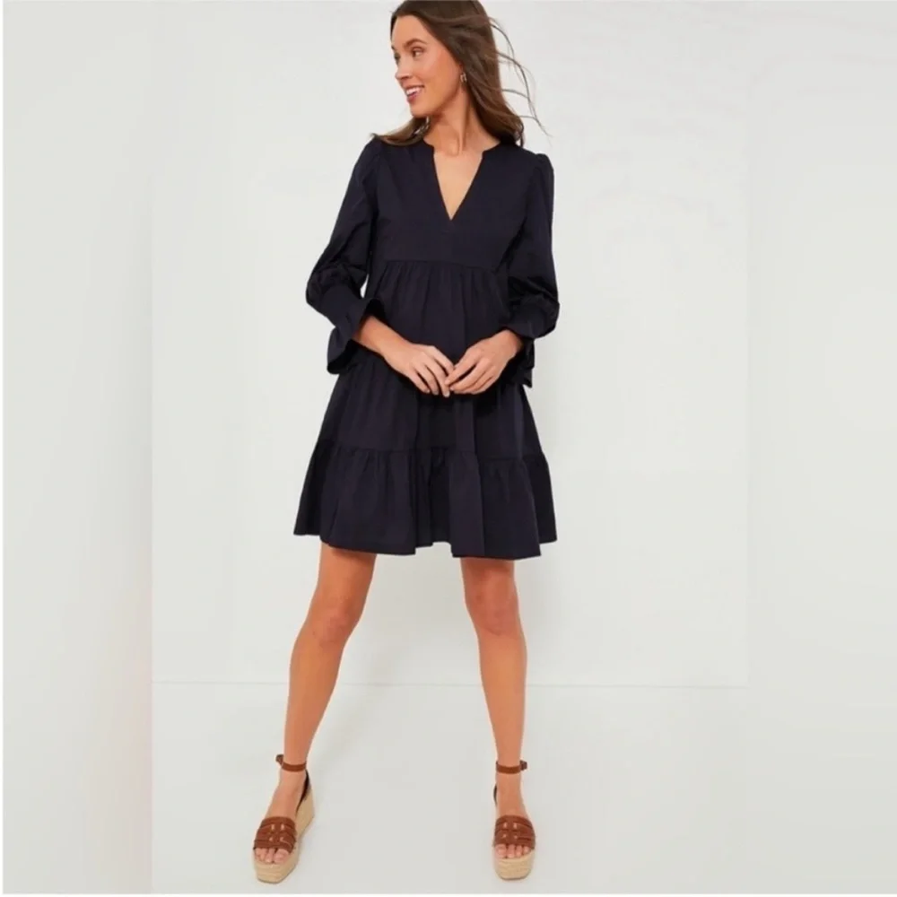 Tuckernuck Pomander Place Navy Cotton Poplin Kenzo Mini Dress Small NWOT - Picture 9 of 12